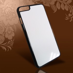 Чехол IPhone 6 plus пластик черный с  металлической вставкой
